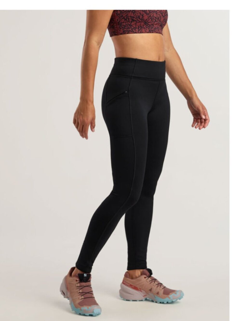 TITLE NINE Crash Fleece Lined Tights Leggings Black Size Large
